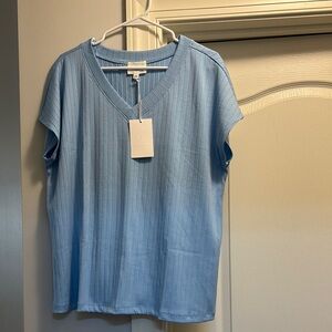 Andre By Unit Wide Ribbed Knit Short Sleeve Top